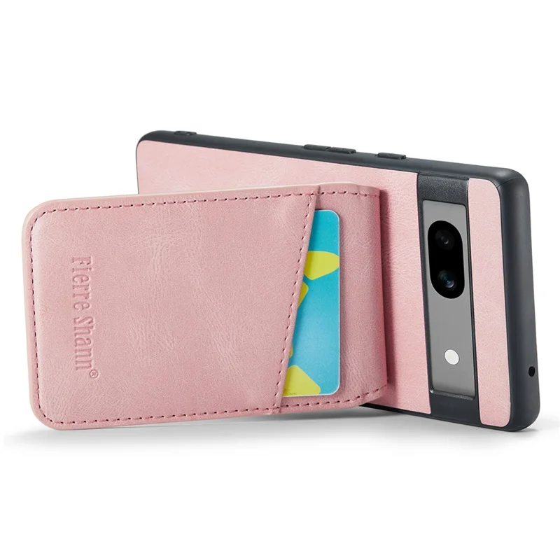 FIERRE SHANN For Google Pixel 7a Case RFID Blocking Card Slots PU+TPU Mobile Phone Cover - Pink