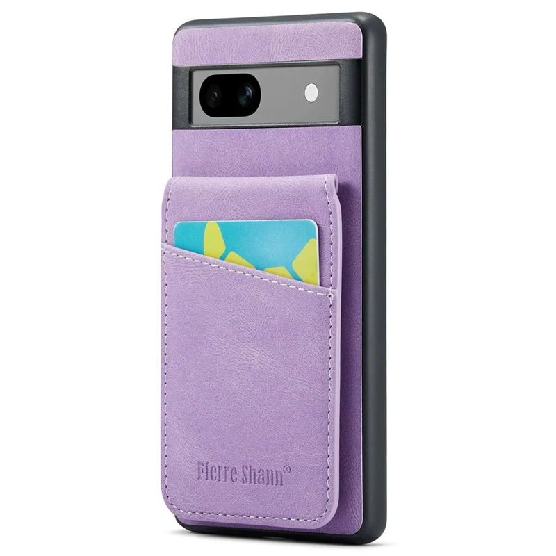 FIERRE SHANN For Google Pixel 8 Cell Phone Case Kickstand Design PU+TPU Cover - Purple