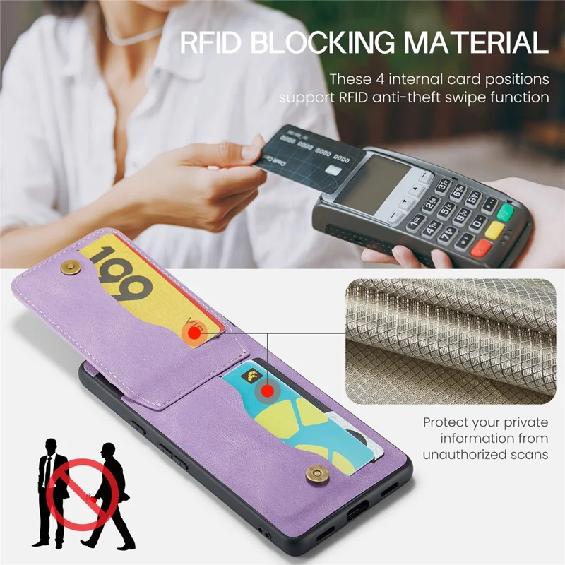 FIERRE SHANN For Google Pixel 8 Cell Phone Case Kickstand Design PU+TPU Cover - Purple