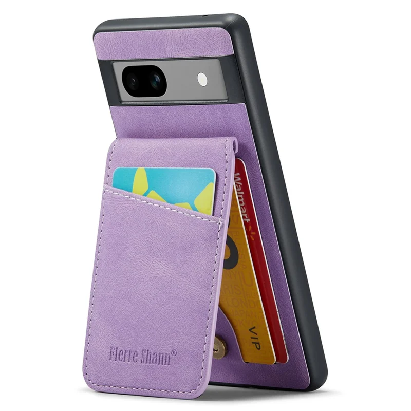 FIERRE SHANN For Google Pixel 8 Cell Phone Case Kickstand Design PU+TPU Cover - Purple