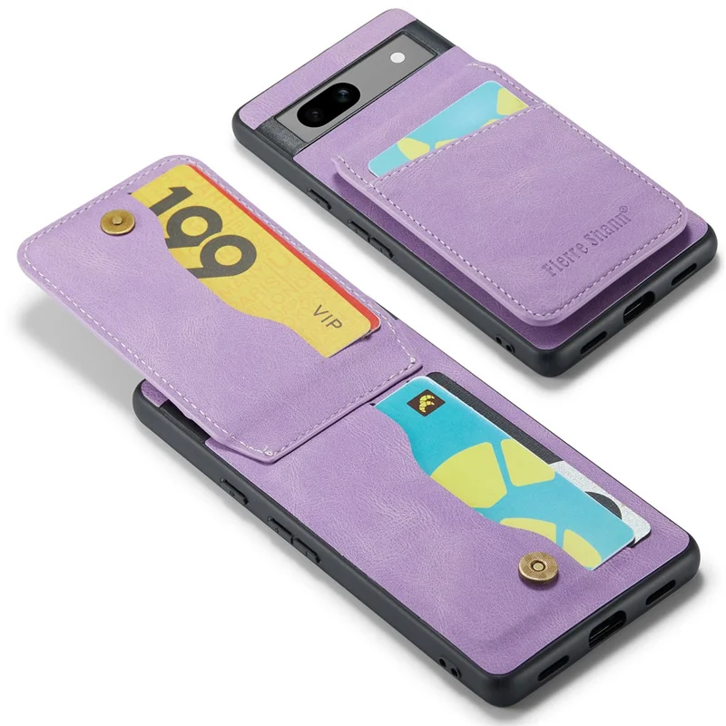FIERRE SHANN For Google Pixel 8 Cell Phone Case Kickstand Design PU+TPU Cover - Purple
