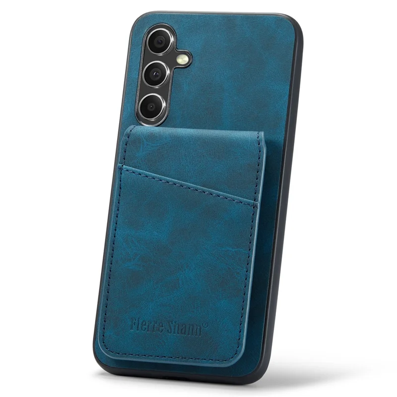 FIERRE SHANN For Samsung Galaxy S23 FE Cell Phone Case Card Slots Anti-collision PU+TPU Cover - Blue