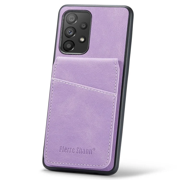 FIERRE SHANN For Samsung Galaxy A23 4G / A23 5G (Global Version) Card Slots Cell Phone Case - Purple