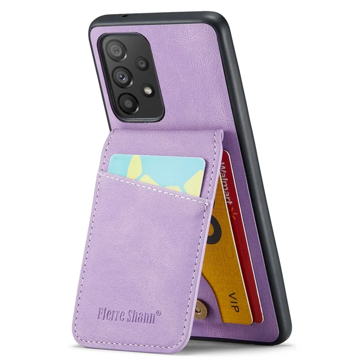 FIERRE SHANN For Samsung Galaxy A23 4G / A23 5G (Global Version) Card Slots Cell Phone Case - Purple