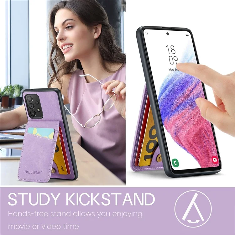 FIERRE SHANN Für Samsung Galaxy A23 4G / A23 5G (Globale Version) Kartenschlitz Handyhülle - Lila