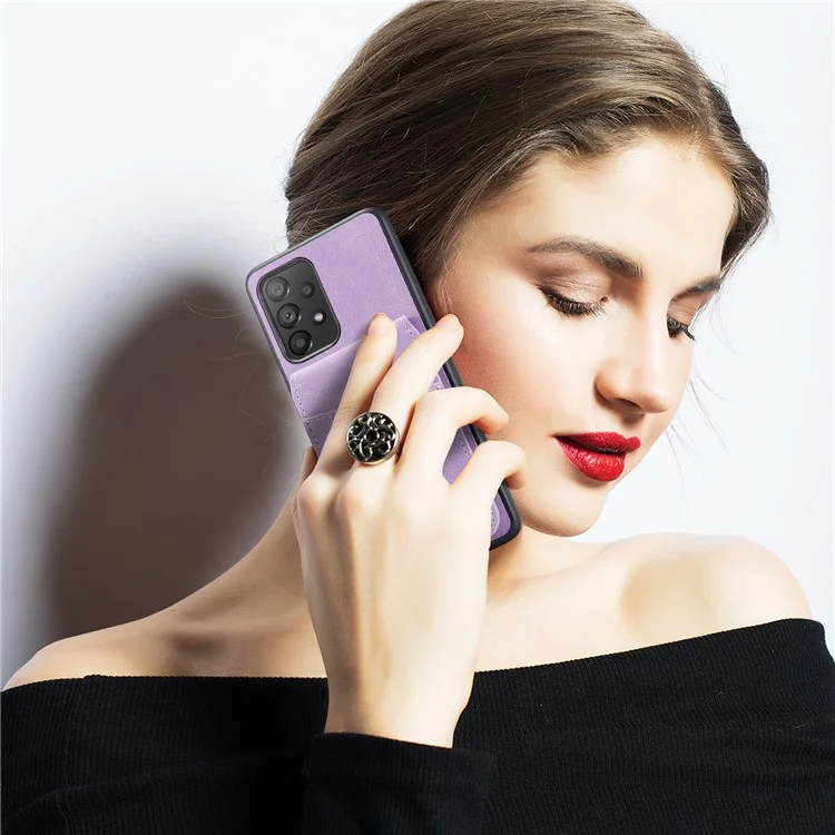 FIERRE SHANN Für Samsung Galaxy A23 4G / A23 5G (Globale Version) Kartenschlitz Handyhülle - Lila