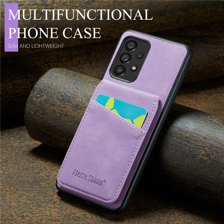 FIERRE SHANN For Samsung Galaxy A23 4G / A23 5G (Global Version) Card Slots Cell Phone Case - Purple