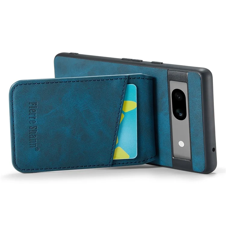 Fierre Shann Pour Google Pixel 8a Case de Téléphone Portable RFID Blocking Carte Slots pu + Tpu Couverture - Bleu