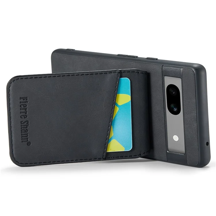 Fierre Shann Para Google Pixel 8a Caixa de Celular Capa de Bloqueio RFID Slots de Cartão PU+TPU Tampa - Preto