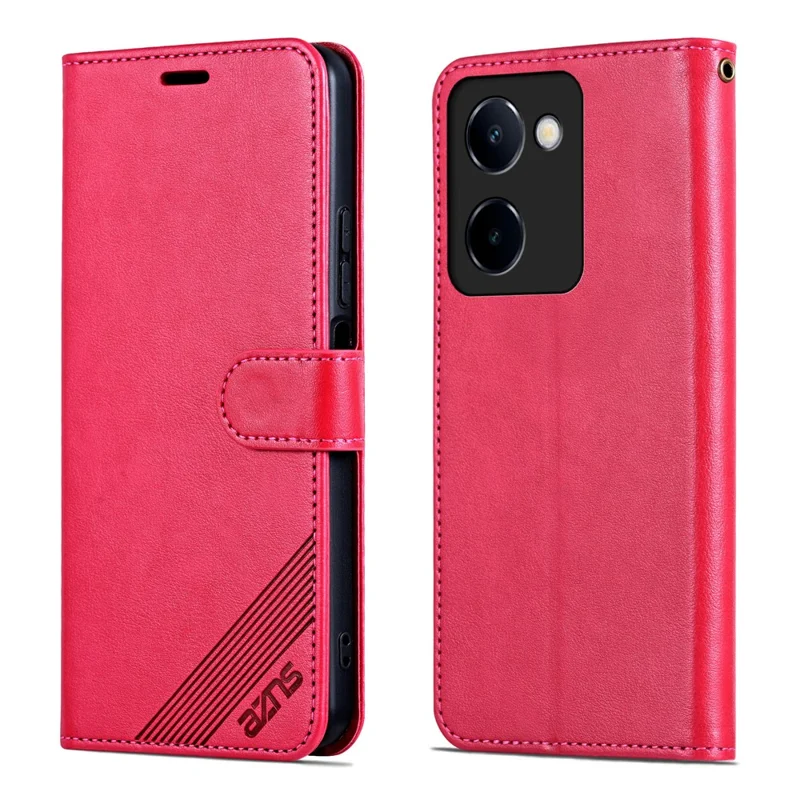 AZNS Para Capa de Couro Sintético Carteira Flip Phone Cover vivo Y100i 5G - Vermelho