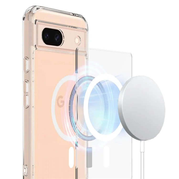 For Google Pixel 8a Magnetic Case Clear TPU+Acrylic Phone Cover Compatible with MagSafe