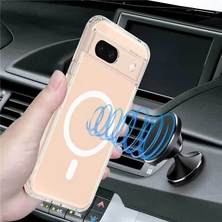 For Google Pixel 8a Magnetic Case Clear TPU+Acrylic Phone Cover Compatible with MagSafe