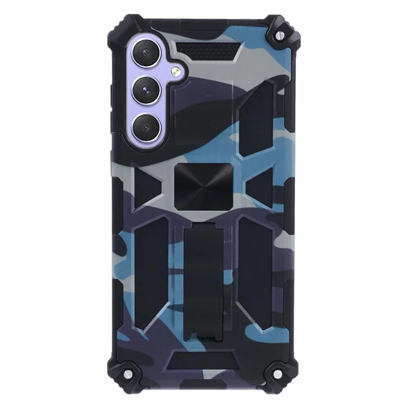 For Samsung Galaxy A55 5G Phone Case Kickstand Protective Cover Camouflage Pattern - Navy Blue
