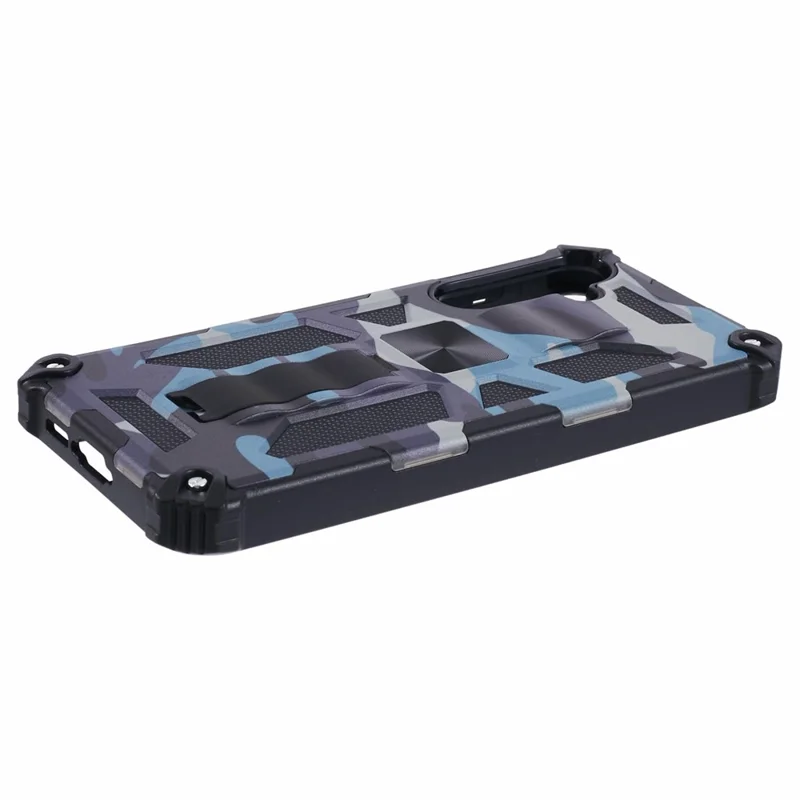 For Samsung Galaxy A55 5G Phone Case Kickstand Protective Cover Camouflage Pattern - Navy Blue