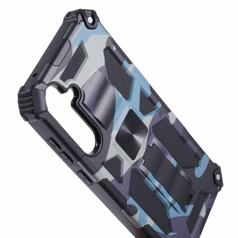 For Samsung Galaxy A55 5G Phone Case Kickstand Protective Cover Camouflage Pattern - Navy Blue