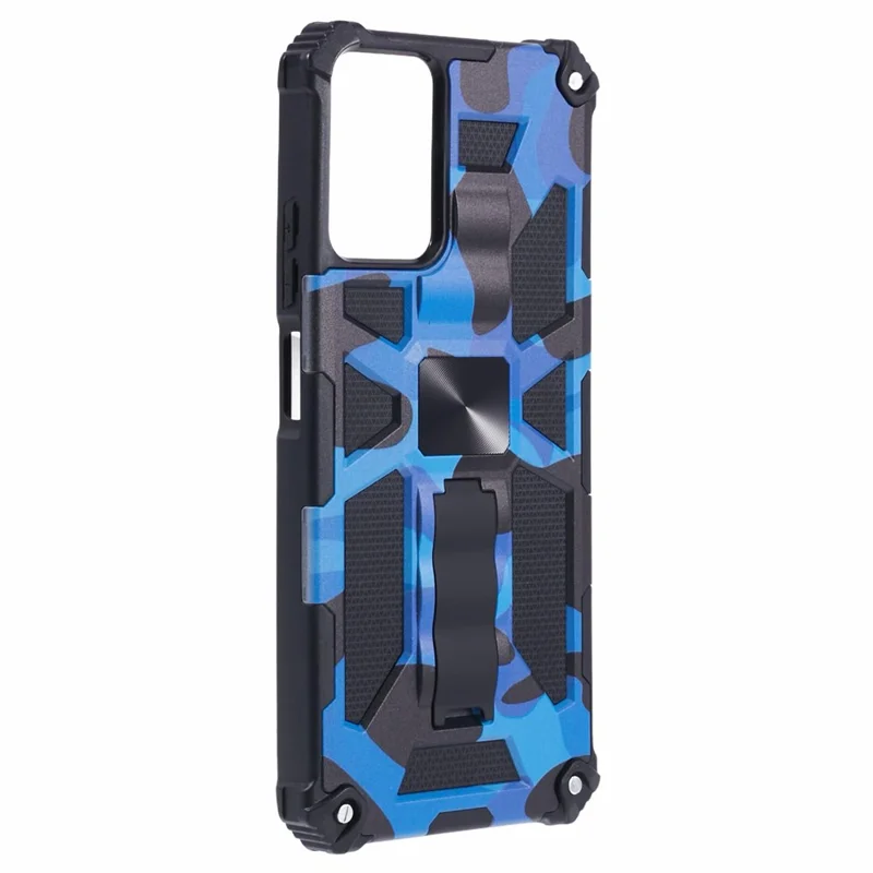 For Motorola Moto G Power (2024) Camouflage Pattern Case Shockproof Kickstand Phone Cover - Blue