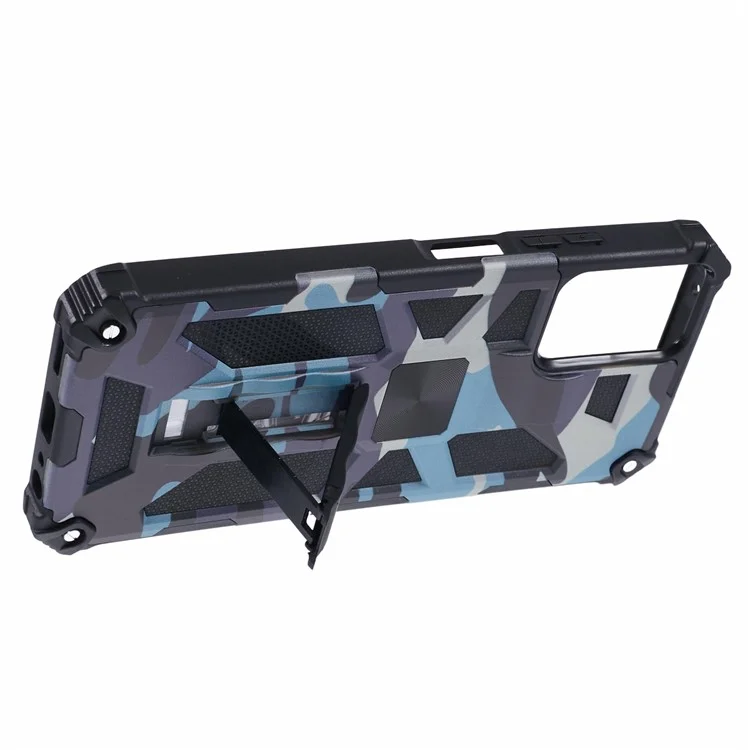 For Motorola Moto G Power (2024) Camouflage Pattern Case Shockproof Kickstand Phone Cover - Navy Blue