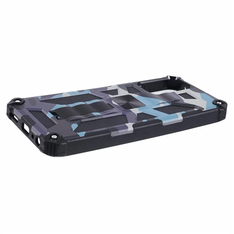 For Motorola Moto G Power (2024) Camouflage Pattern Case Shockproof Kickstand Phone Cover - Navy Blue