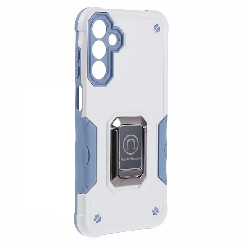 For Samsung Galaxy A15 4G / 5G Case with Kickstand PC+TPU Impact-Resistant Phone Cover - White