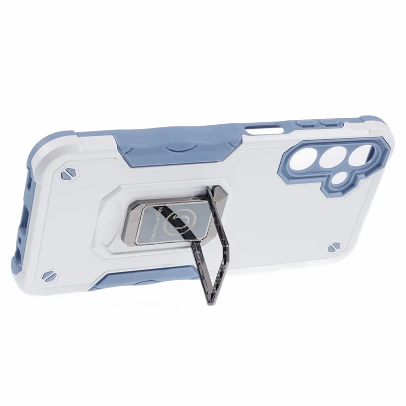 For Samsung Galaxy A15 4G / 5G Case with Kickstand PC+TPU Impact-Resistant Phone Cover - White
