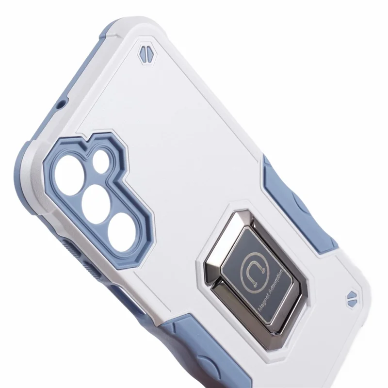 For Samsung Galaxy A15 4G / 5G Case with Kickstand PC+TPU Impact-Resistant Phone Cover - White