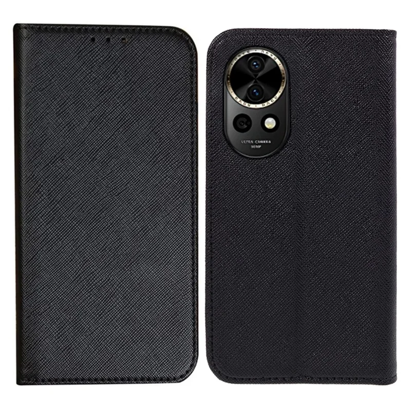 For Huawei nova 12 Pro 5G / nova 12 Ultra 5G Cell Phone Case Cross Texture Magnetic Closing PU Leather Wallet Cover - Black