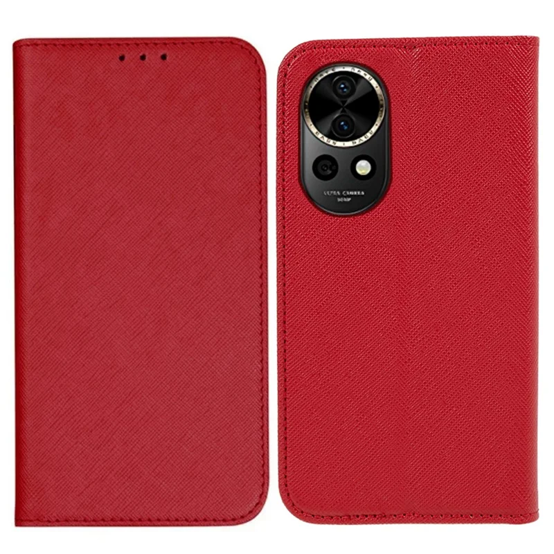 Para Huawei nova 12 Pro 5G / nova 12 Ultra 5G Capa de Telefone Celular Textura Cruzada Fechamento Magnético Cobertura de Carteira de Couro PU - Vermelho