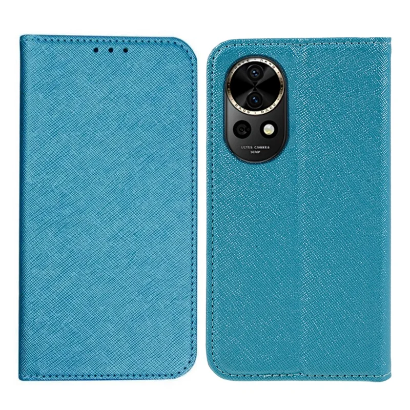For Huawei nova 12 Pro 5G / nova 12 Ultra 5G Cell Phone Case Cross Texture Magnetic Closing PU Leather Wallet Cover - Sky Blue