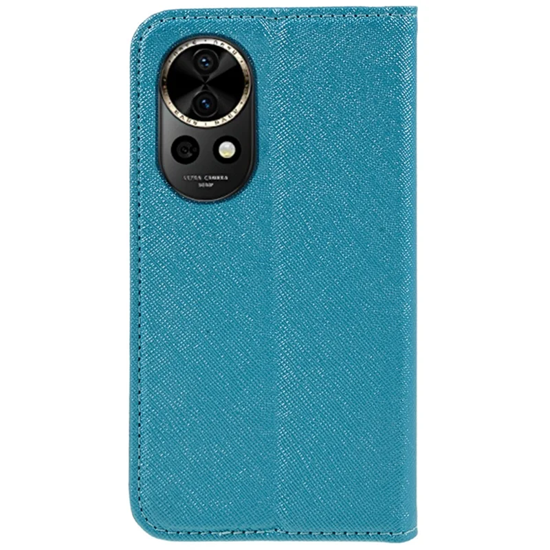 For Huawei nova 12 Pro 5G / nova 12 Ultra 5G Cell Phone Case Cross Texture Magnetic Closing PU Leather Wallet Cover - Sky Blue