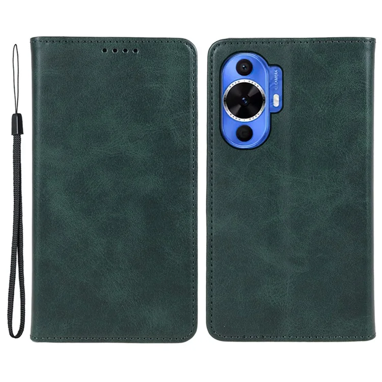 For Huawei nova 11 / nova 12s 4G / nova 12 Lite 4G Cell Phone Case Magnetic Clasp PU Leather Wallet Stand Anti-drop Shell - Midnight Green
