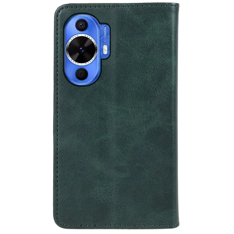 For Huawei nova 11 / nova 12s 4G / nova 12 Lite 4G Cell Phone Case Magnetic Clasp PU Leather Wallet Stand Anti-drop Shell - Midnight Green
