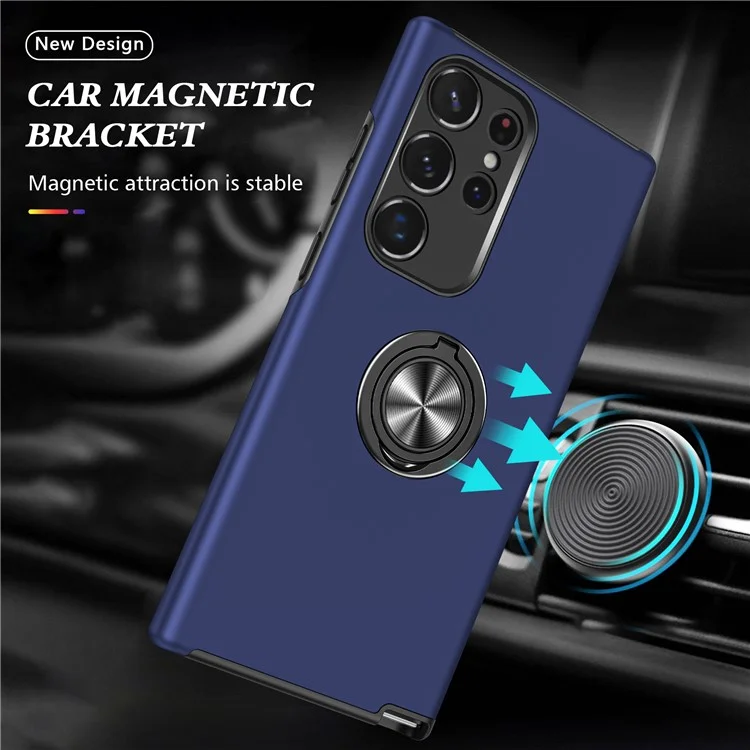 Coque de téléphone portable pour Samsung Galaxy S24 Ultra - Antichocs, anneau de support, coque arrière - Bleu