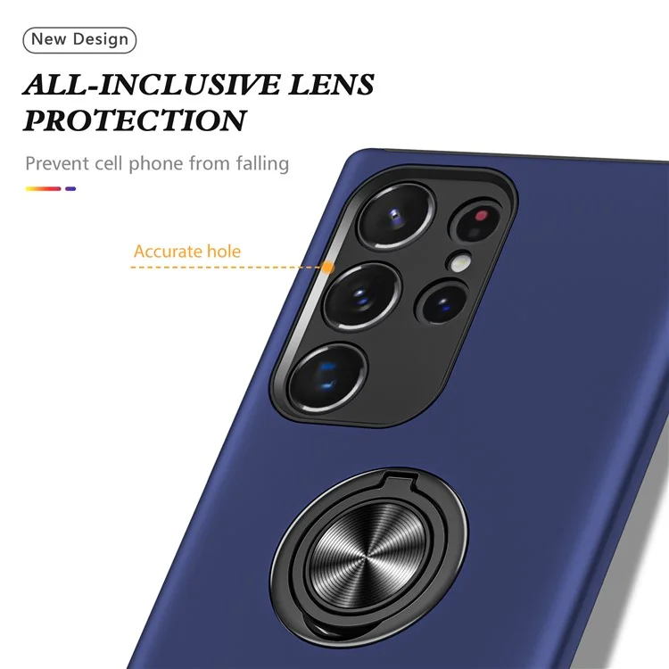Coque de téléphone portable pour Samsung Galaxy S24 Ultra - Antichocs, anneau de support, coque arrière - Bleu