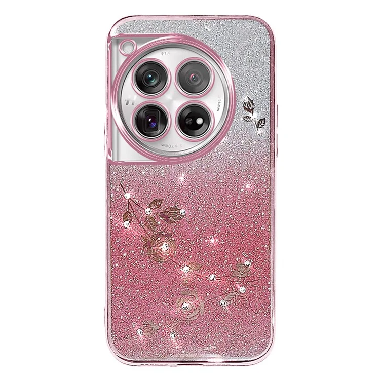 KADEM Handyhülle für OnePlus 12 5G Blumendekoration Farbverlauf TPU Handyhülle - Roségold