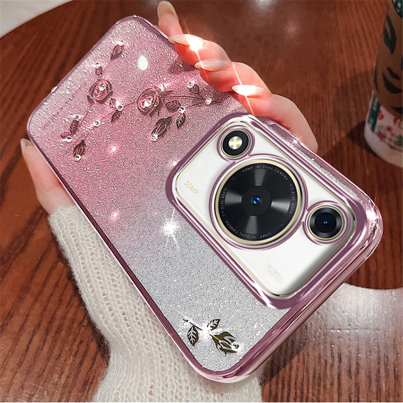 KADEM Para Huawei Enjoy 70 4G / nova Y72 4G Funda de Móvil con Decoración de Diamantes de Imitación - Oro Rosa
