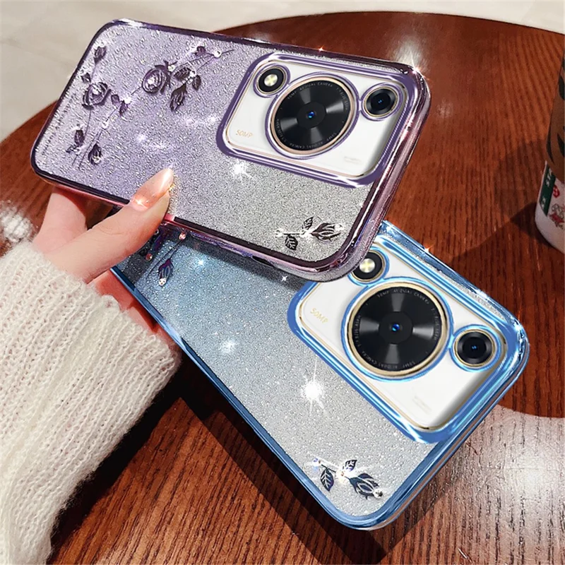 KADEM For Huawei Enjoy 70 4G / nova Y72 4G Mobile Cover Rhinestone  Decor TPU Phone Case Shell - Blue