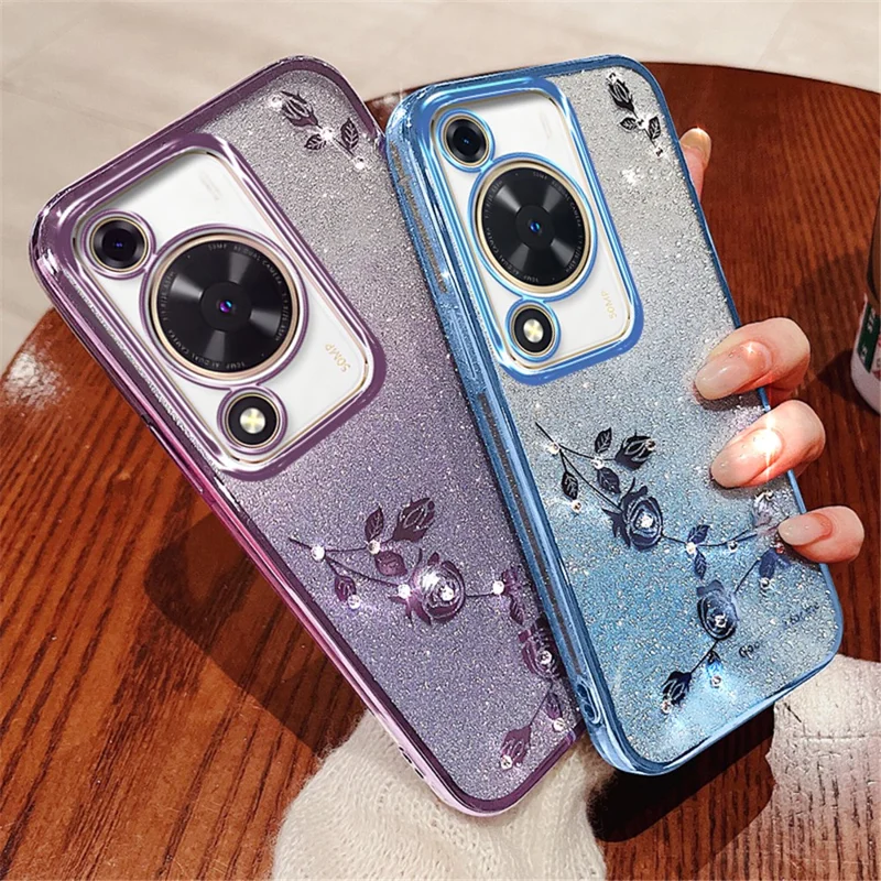 KADEM For Huawei Enjoy 70 4G / nova Y72 4G Mobile Cover Rhinestone  Decor TPU Phone Case Shell - Blue