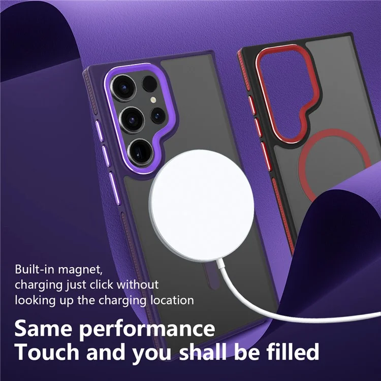Pour Samsung Galaxy S23 Ultra Case Slim-Fit TPU+PC Protective Shell Compatible avec MagSafe - Vin Rouge