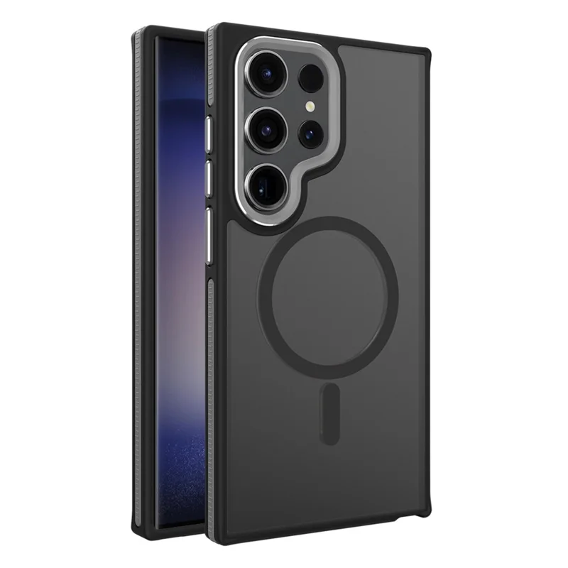 For Samsung Galaxy S23 Ultra Case Slim-Fit TPU+PC Protective Shell Magnetic Case - Black