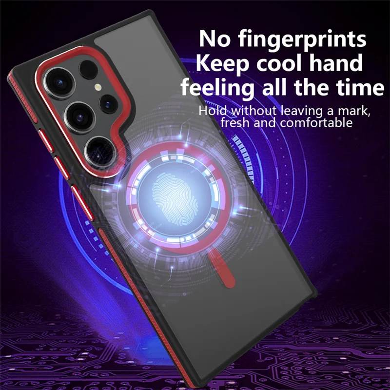 For Samsung Galaxy S23 Ultra Case Slim-Fit TPU+PC Protective Shell Magnetic Case - Black