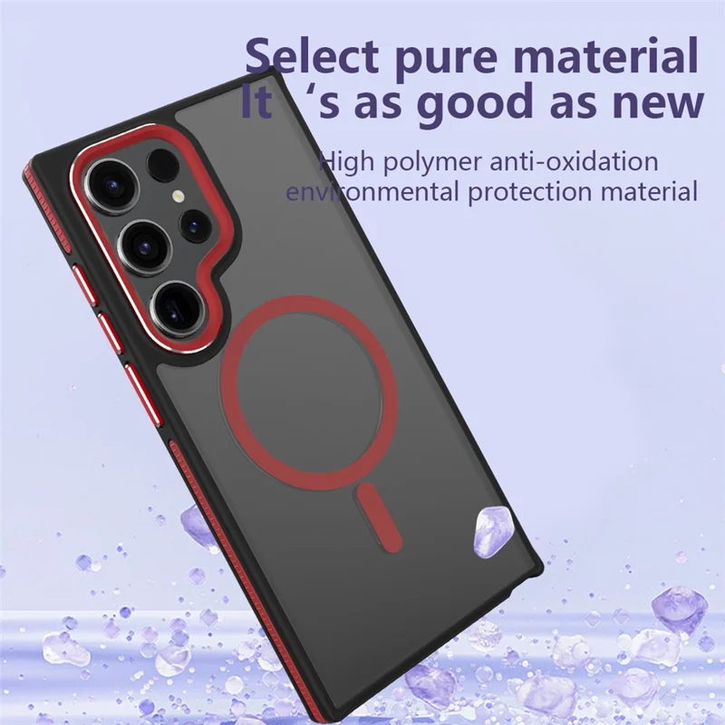 For Samsung Galaxy S23 Ultra Case Slim-Fit TPU+PC Protective Shell Magnetic Case - Black