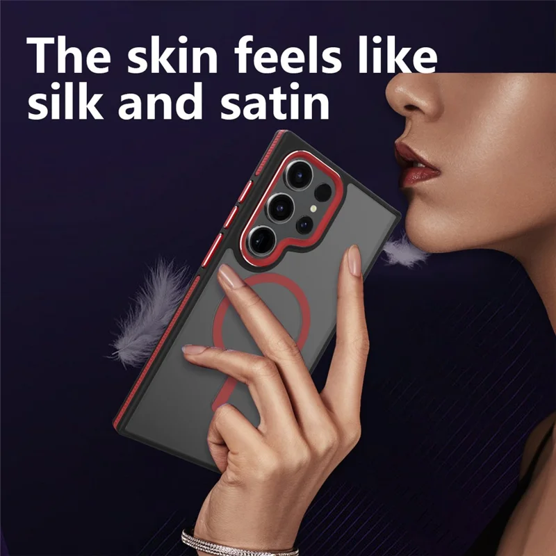 For Samsung Galaxy S23 Ultra Case Slim-Fit TPU+PC Protective Shell Magnetic Case - Black