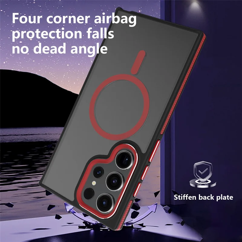 For Samsung Galaxy S23 Ultra Case Slim-Fit TPU+PC Protective Shell Magnetic Case - Black