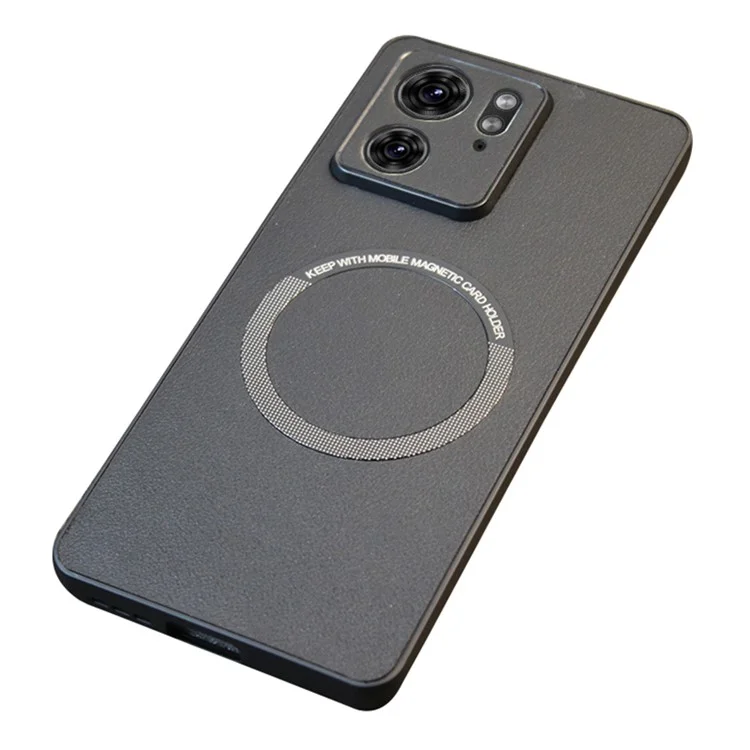 Pour étui de téléphone portable Motorola Edge 40 5G Étui en cuir + TPU compatible avec MagSafe - Noir