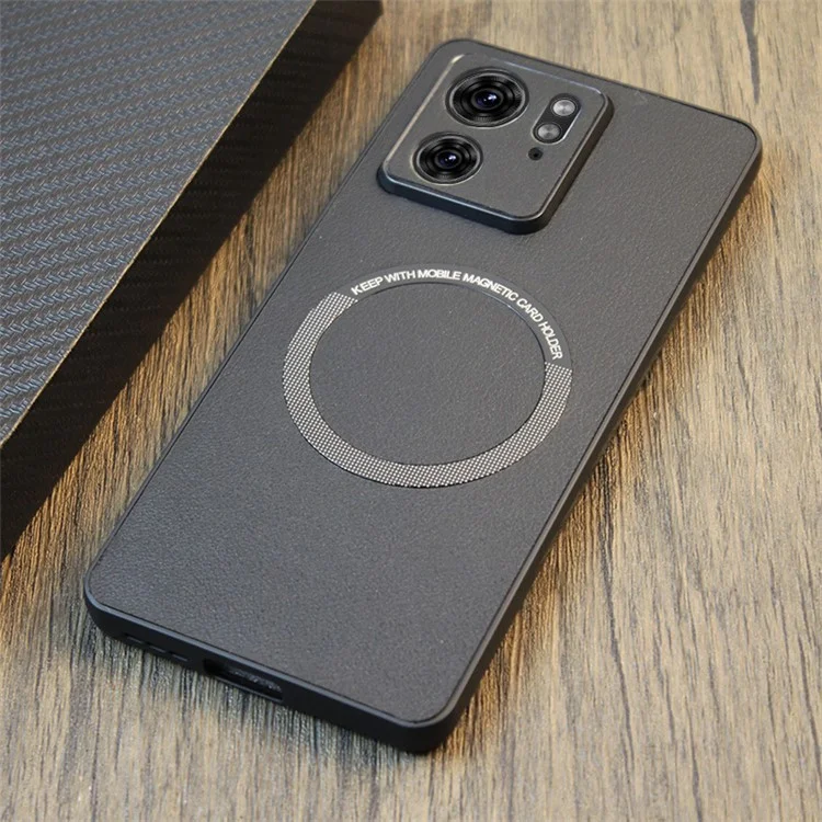 Pour étui de téléphone portable Motorola Edge 40 5G Étui en cuir + TPU compatible avec MagSafe - Noir