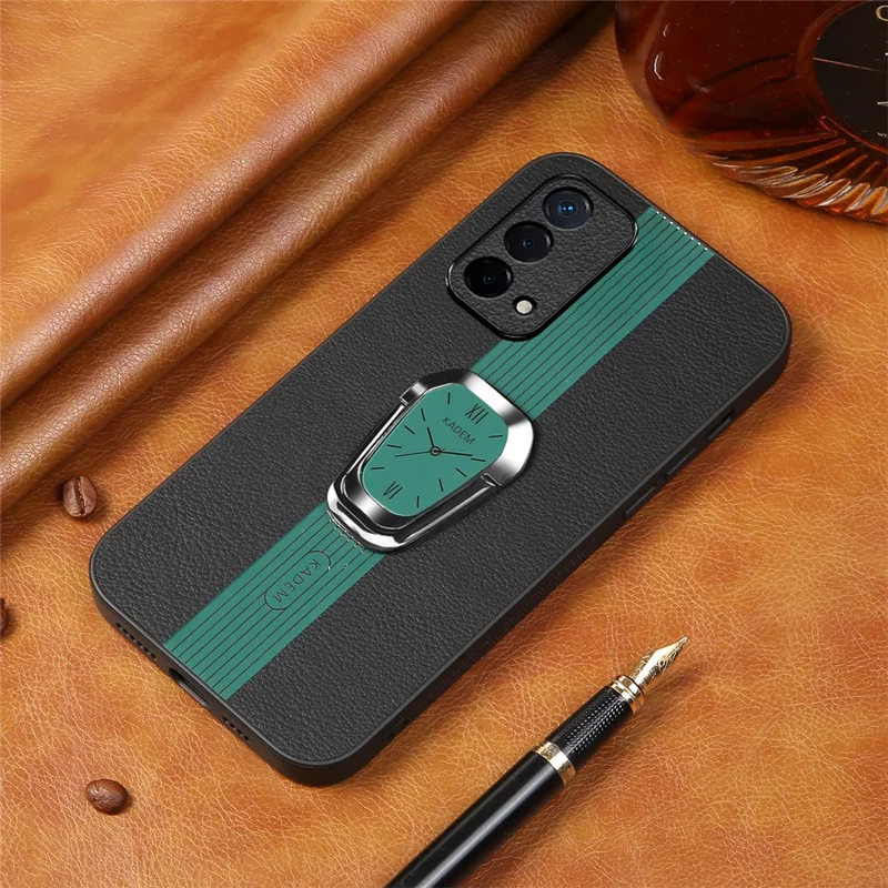 KADEM For Oppo A93 5G Cell Phone Cover PU+TPU+Acrylic Kickstand Case - Green