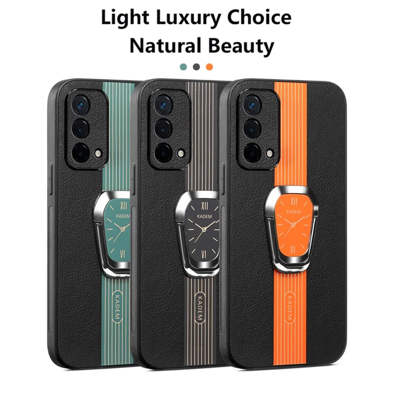 KADEM For Oppo A93 5G Cell Phone Cover PU+TPU+Acrylic Kickstand Case - Green