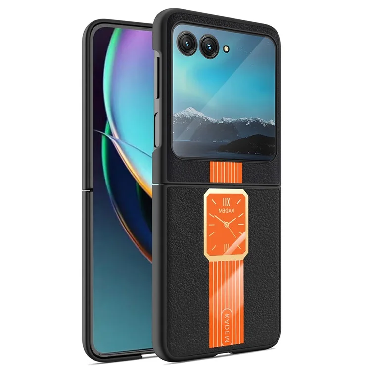 KADEM per Motorola Razr 40 Ultra 5G Custodia per telefono cellulare rivestita in pelle placcata - Arancione