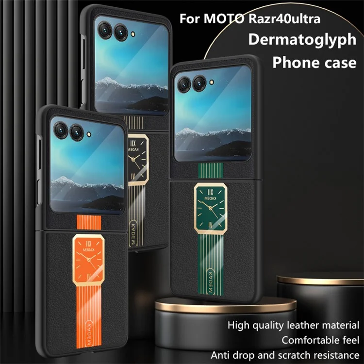 KADEM per Motorola Razr 40 Ultra 5G Custodia per telefono cellulare rivestita in pelle placcata - Arancione