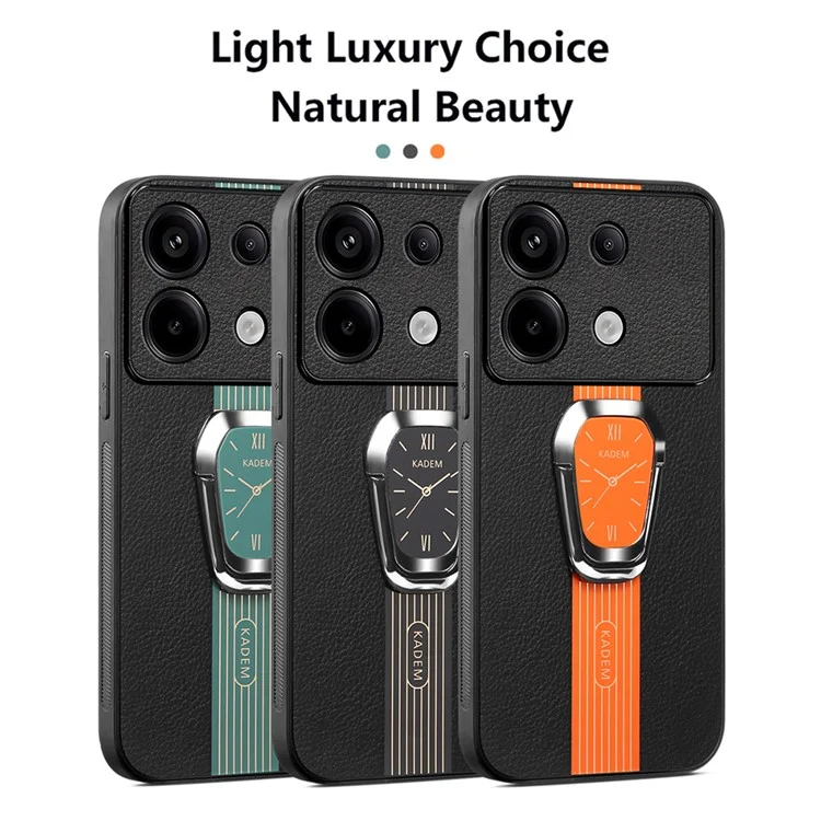 KADEM For Xiaomi Redmi Note 13 4G Cell Phone Case Electroplating Watch Pattern Design Shell - Black